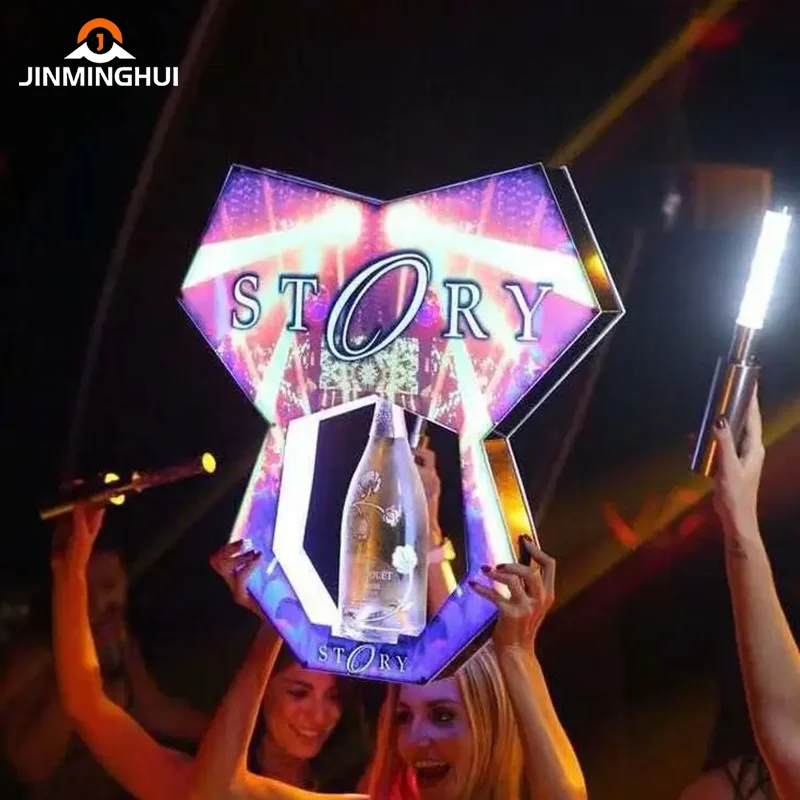 OEM Custom Handheld LED Sign Board for Party Bar Nightclub VIP Service Liquor Bottle Presenter Glorifier for Advertising