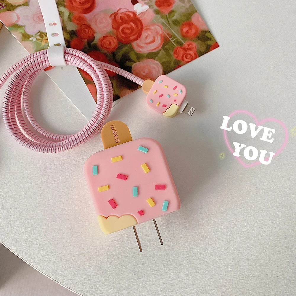 Cartoon Iphone Charging Cable Protector Cover for 18W/20W EU US Charger Case Cable Cord Winder Protect