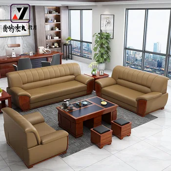 luxury sectional leather office sofas set