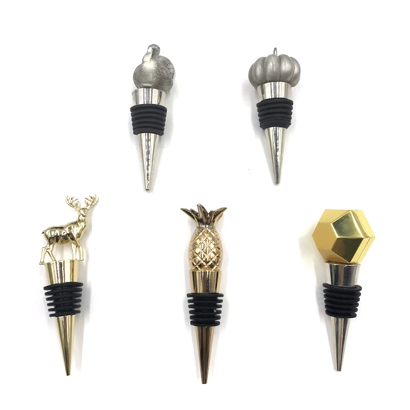 Factory Oem Odm Wholesale Metal Existing Mold Silicone Christmas Red Wine Bottle Stopper Parts