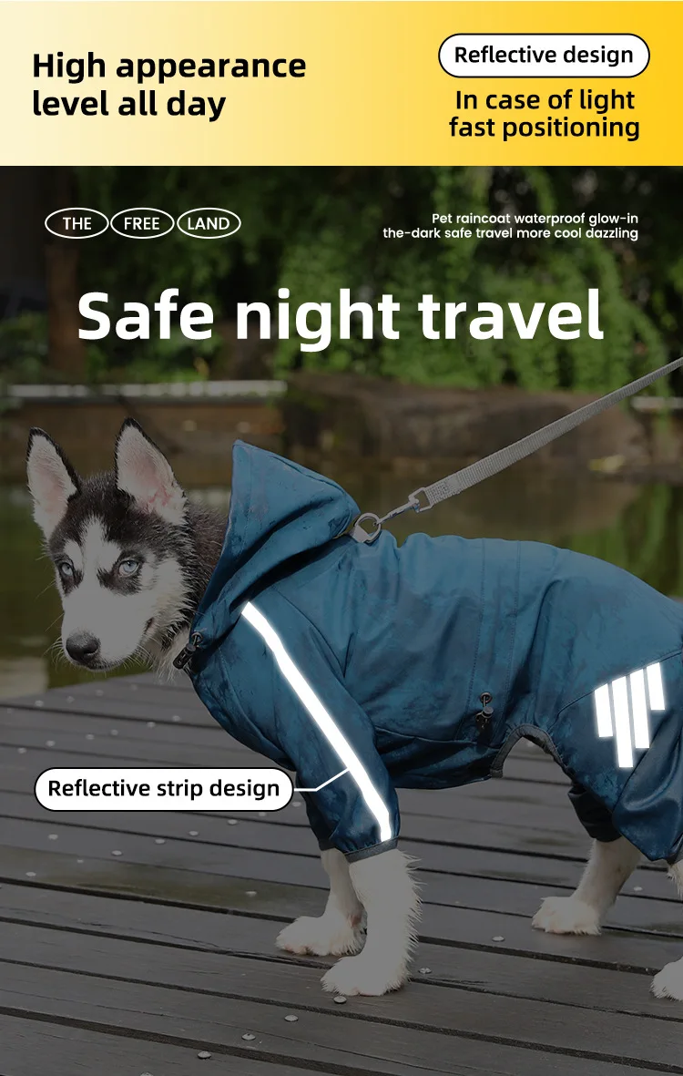 Pet Dog 4 Legs Raincoat Outdoor Waterproof And Windproof Pet Dog