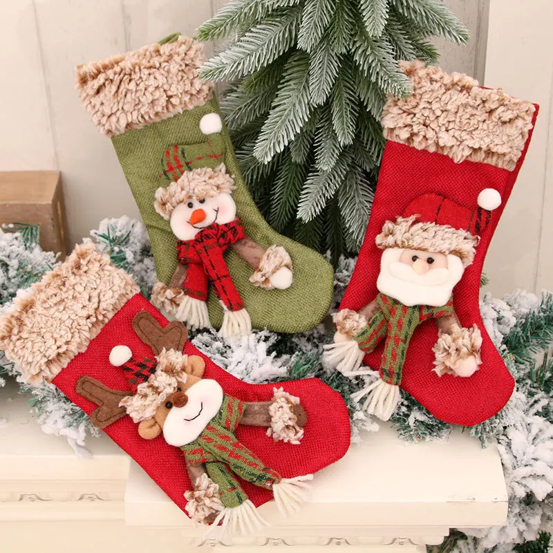 Christmas Snowman Candy Gift Bag Plush Tree Hanging Socks Bag Santa Claus Decor Christmas Snowman Candy Gift Bag Plush Tree Hanging Socks Bag Santa Claus Decor