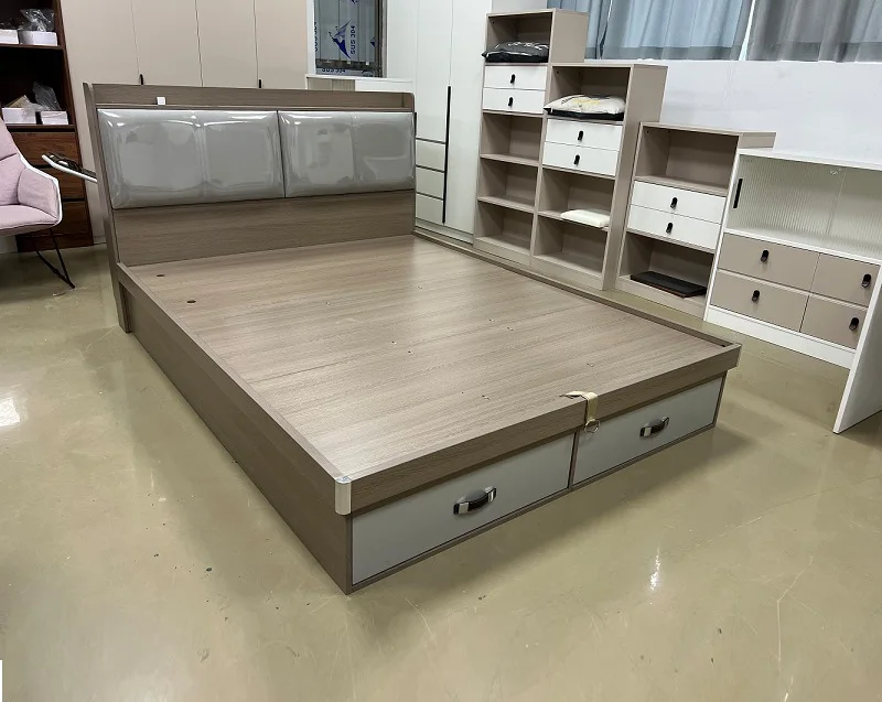 2024 Latest New Model Box Design Queen Frame Bedroom Furniture Double Modern King Size Wooden Beds With Storage