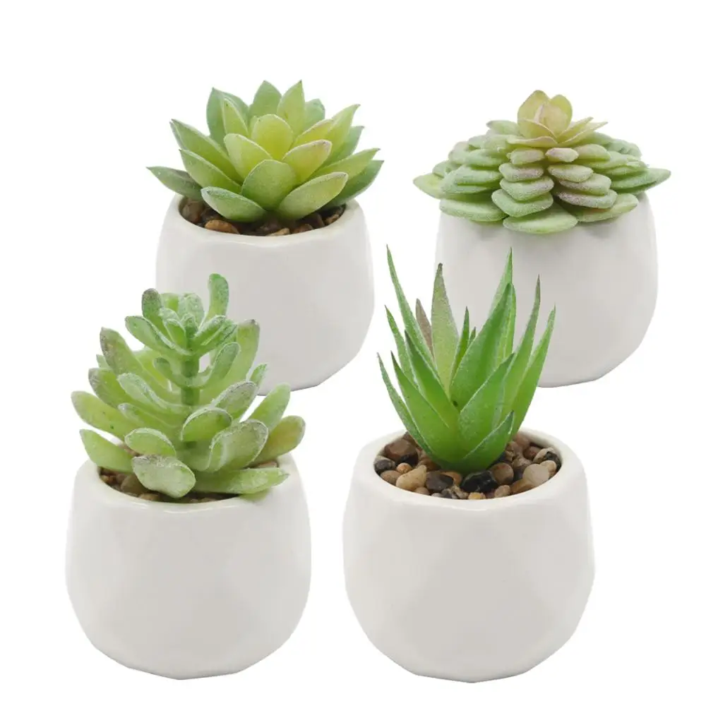 Set Of 4 Mini Green Artificial Succulent Plants Potted - Buy Potted ...