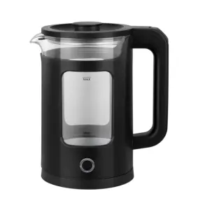 Double Layer 1.8L Glass Electric Kettle with Plastic Shell and SS201 Lid Heating Plate