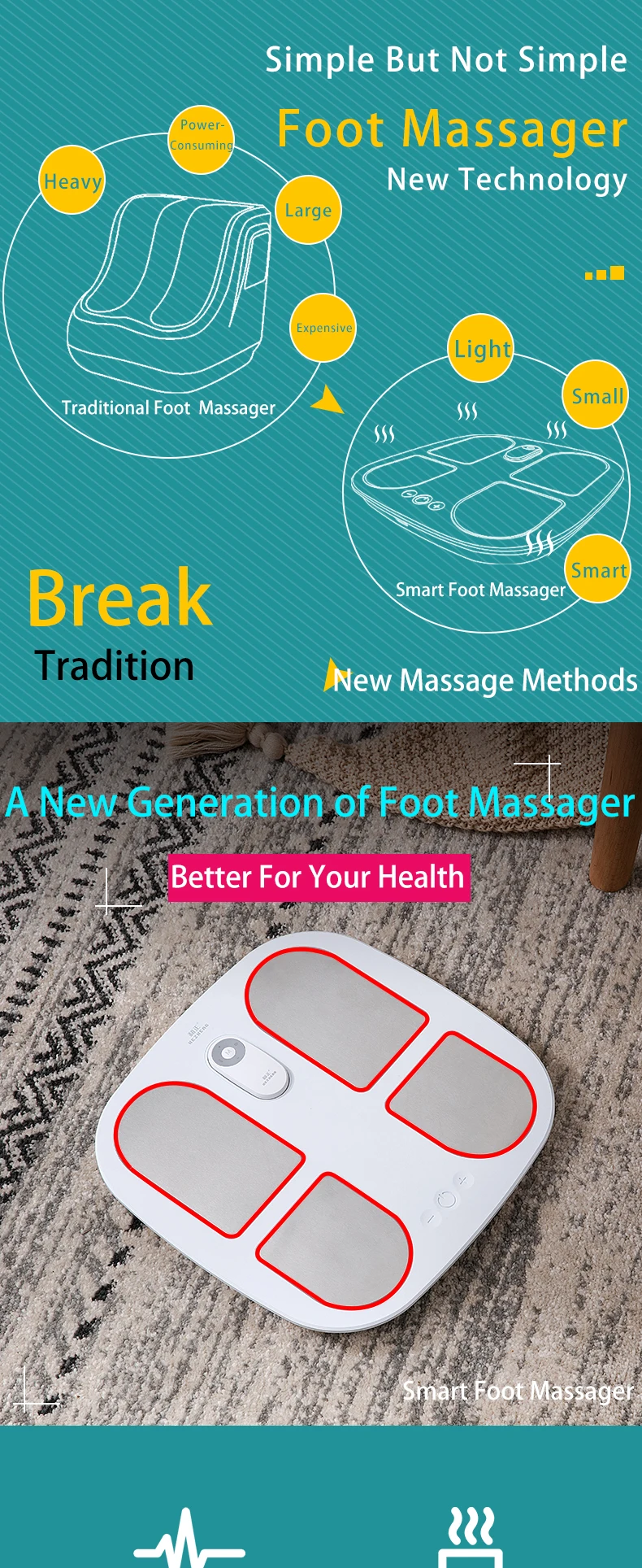 2025 Hot Selling Products TENS Massage Pad Feet Muscle Massage Mat Electric Vibrating EMS Electric Foot Massager