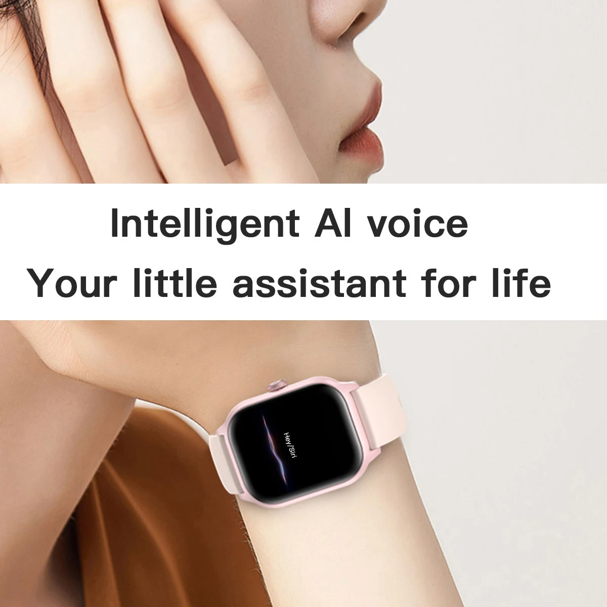 2.01 TFT Screen Smartwatch for Girls Boys Sleep Monitoring Timer SMS Reminder Answer Call IP67 Compatible Android IOS-Pink Color
