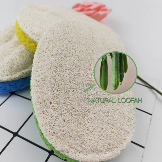 Wholesale Reusable Loofah Scrub Scouring Dish Luffa Sponge Colorful Wood Pulp Kitchen Bamboo