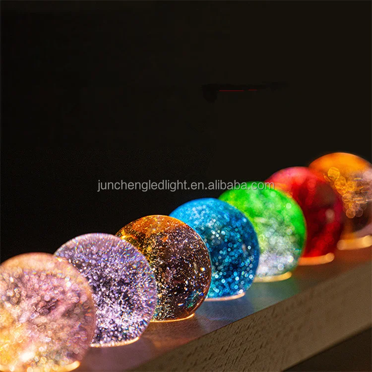 led night light 3d crystal ball colorful glass beads