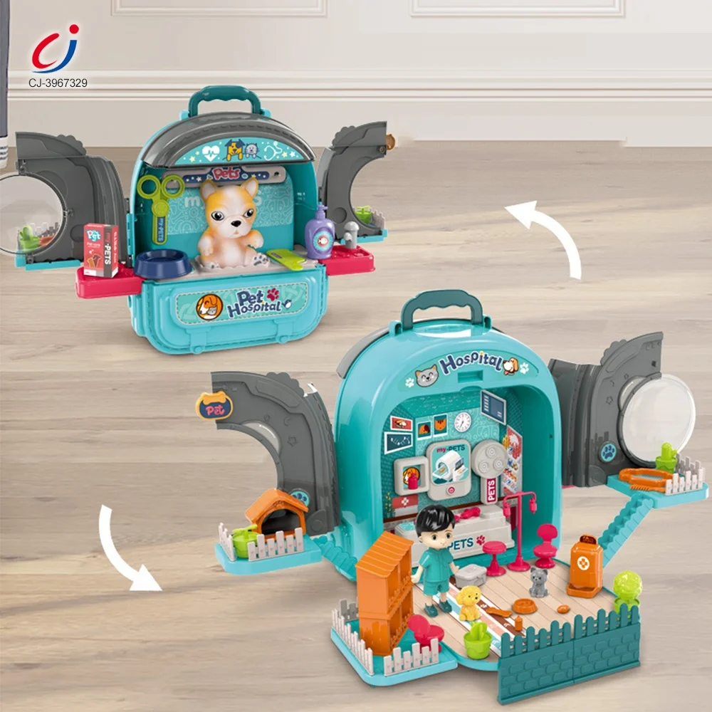 Chengji Interactive 3 In1 Backpack Newest Pet Pretend Set Educational Pet Care Cage Play Set Pretend Play Preschool Toy