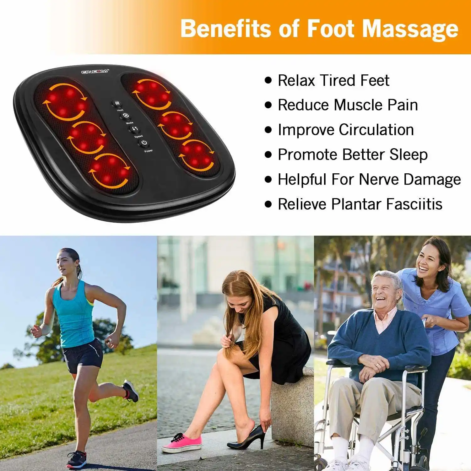 CINCOM Foot Massage Device Reflex Portable Dropshipping Foot Relax Massager Machine
