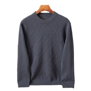 100% Cashmere Men's Casual Pullover Winter/Autumn Sweater Neck Bottoming Shirt Pattern Decoration Thin Thickness for Cardigans