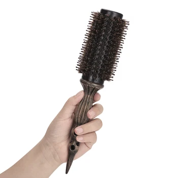 Custom Round Barrel Hair Brush with Boar Bristles Aluminum Curly Salon Styling Curling Round Hair Brush