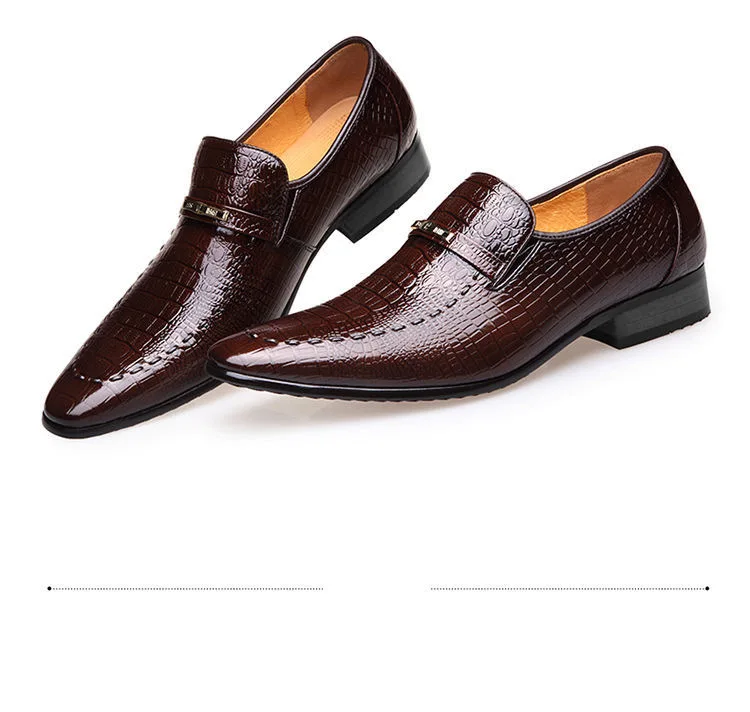 Crocodile Pattern Leather Dress Shoes Classic Italian Casual Party ...