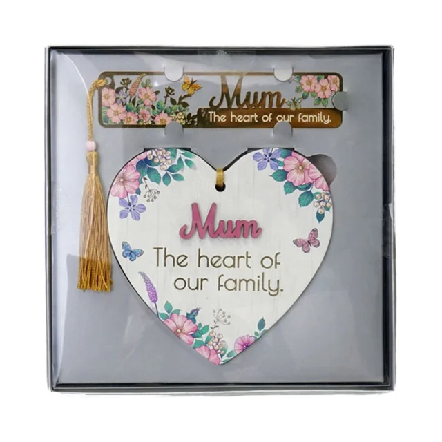 Wholesale Wood Heart-Shape Appreciation Plaque and Bronze Metal Copper Bookmark Gift Set for Women and Men's Christmas Gift