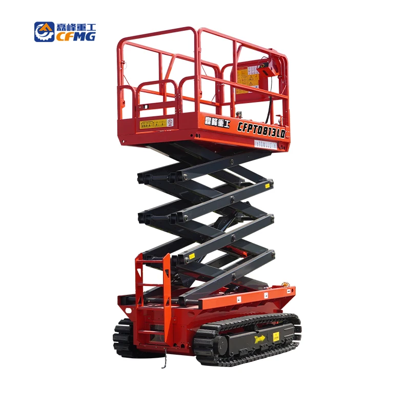 CFMG Lifting 6m-14m Aerial Work Platform Electric Hydraulic Self-propelled Scissor Lift Platform Tracked Crawler Scissor Lifts