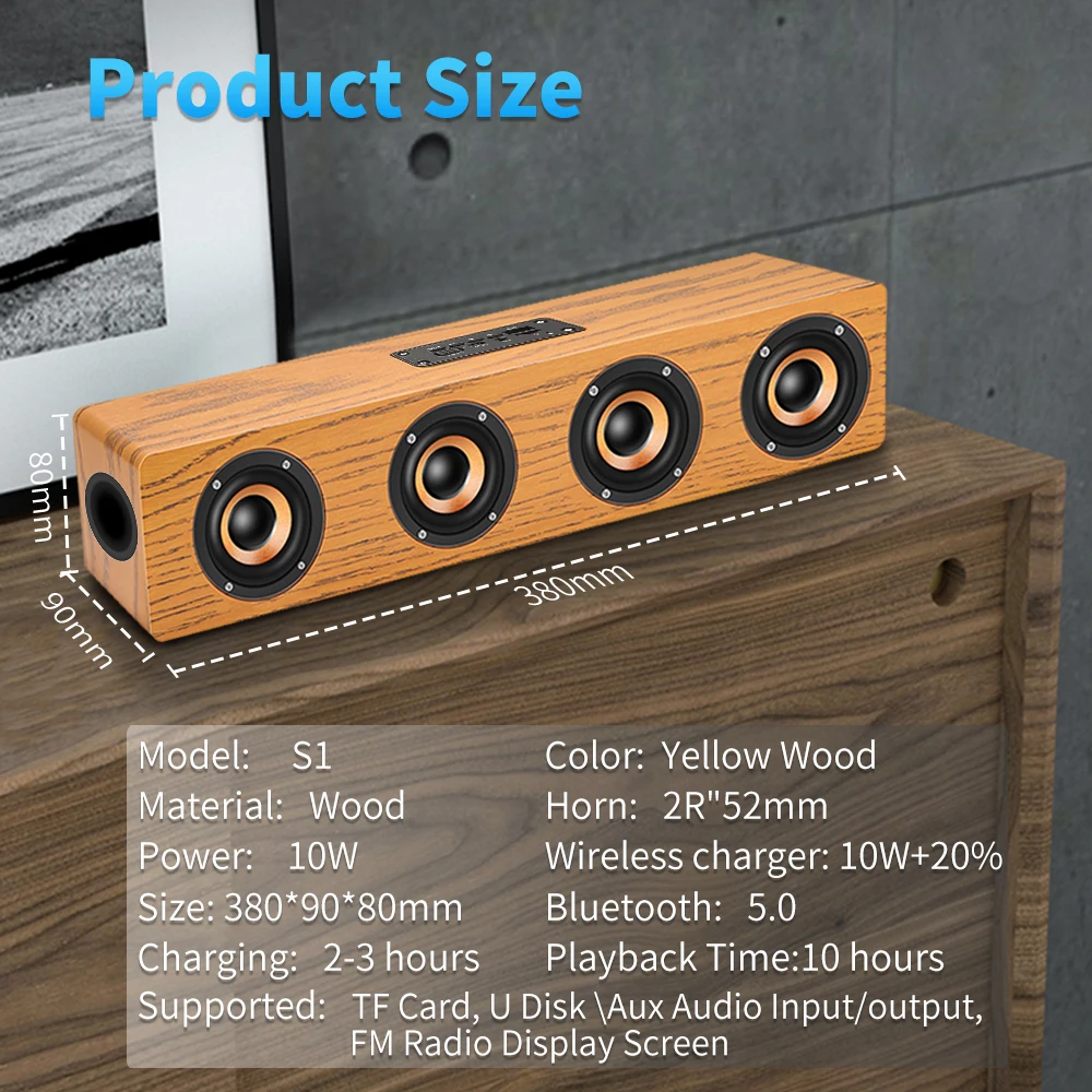 Vofull Best Wood Soundbar and Subwoofer Best Home Theater Sound