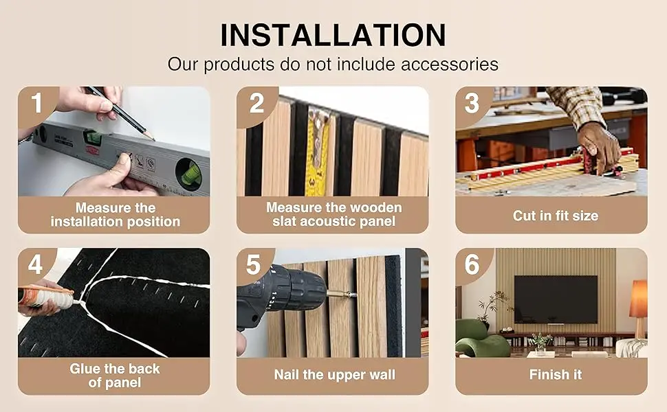 Modern Design Acoustic Slat Wood Panels 2 Pcs Soundproof Decor Wall Panels for Hotel Apartment School Hospital Graphic Design manufacture