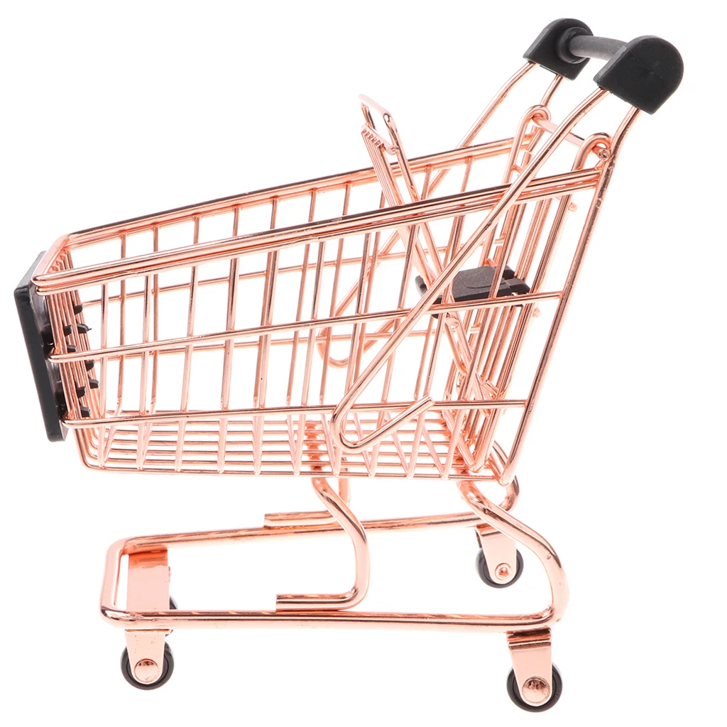 Mini Metal Shopping Cart Salesman Sample for Children Pretend Play Toy Home Office Desk Dollhouse Decoration