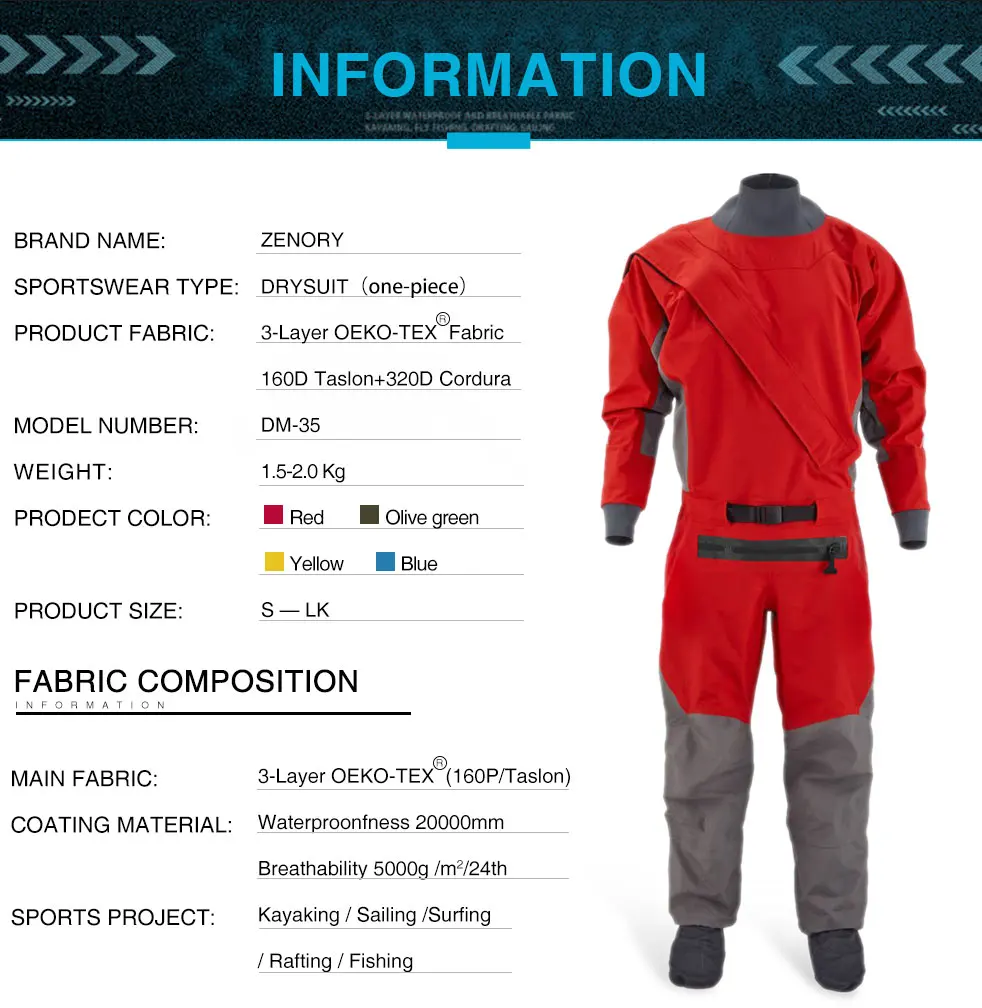 Dry Suits 3layer Polyester Waterproof Breathable Racing Drysuit