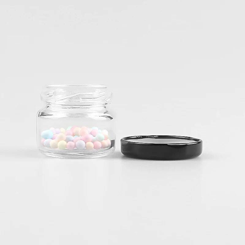 Mini Sample Size 29gr 20ml 30ml 35gram Empty Glass Pot Jar with 43mm Metal Lid for Honey Jam Jelly Cake Sugar Storage