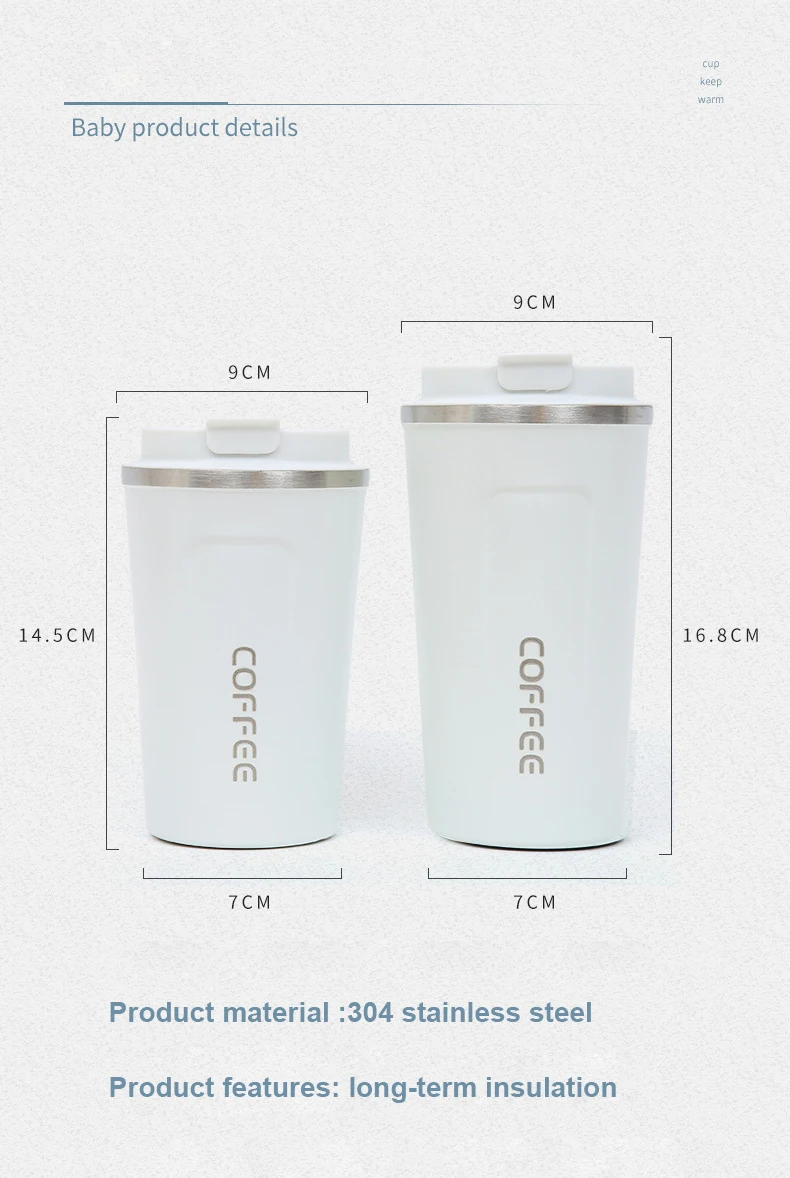 Wholesale coffee tumbler with logo 350ml 500ml supplier double walled insulated 304 stainless steel custom coffee cup mug