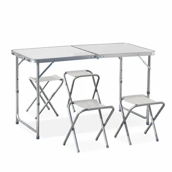 Portable Aluminum Furniture Patio Garden Table Foldable Metal Camping Table Bbq Picnic Outdoor Folding Table And Chairs Set