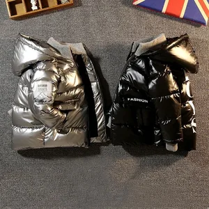 Children Winter Parkas Autumn Winter Clothes for Kids Cotton Jackets Black/Sliver Outerwear 90-140 Coats for Baby Boys Girls