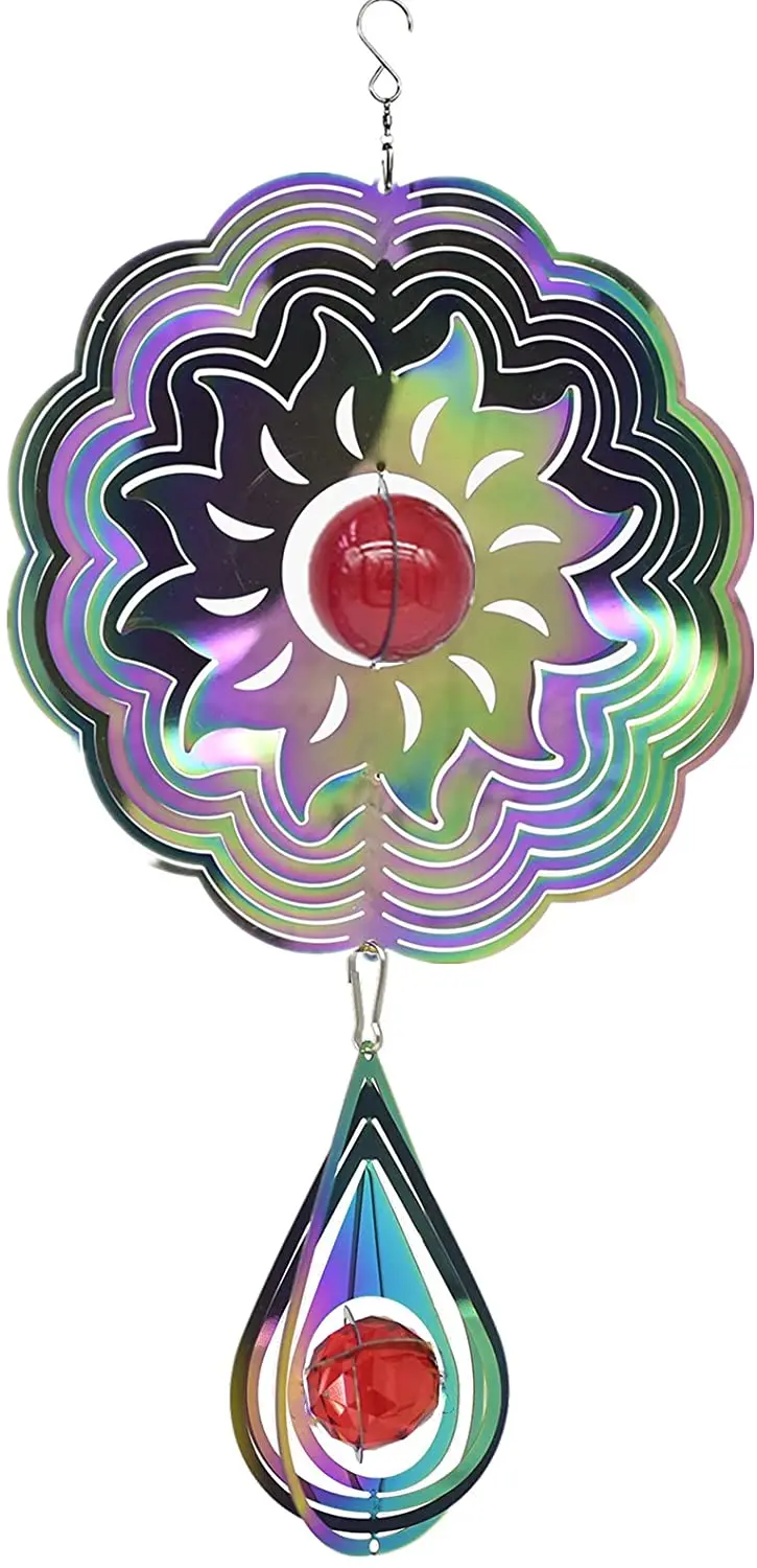 Stainless Mandala 3d Wind Spinners Spiral Outdoor Garden Hanging Wind Spinners Garden