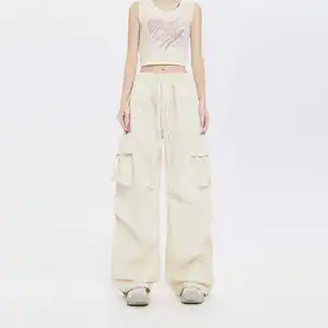 New Arrival Custom Logo Premium Women's Jeans Loose Multi-Pocket Old Denim Pants with Sexy Streetwear Casual Style Solid Pattern