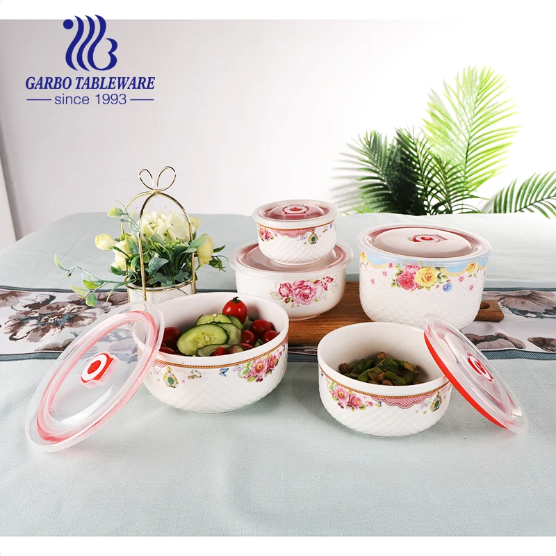 Set of 3 Ceramic Bowls With Lid - Rutos