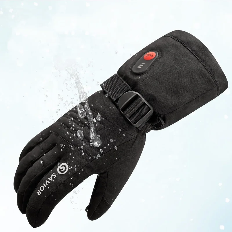 SAVIOR Unisex Waterproof Fast Heating Hand Warmer Electric Heated Gloves With Battery for Skiing Hiking