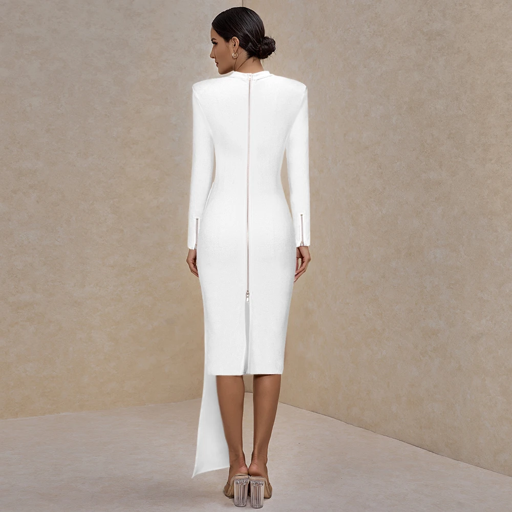 Ocstrade Drape White Knee-length Pencil Dress For Women  Oem