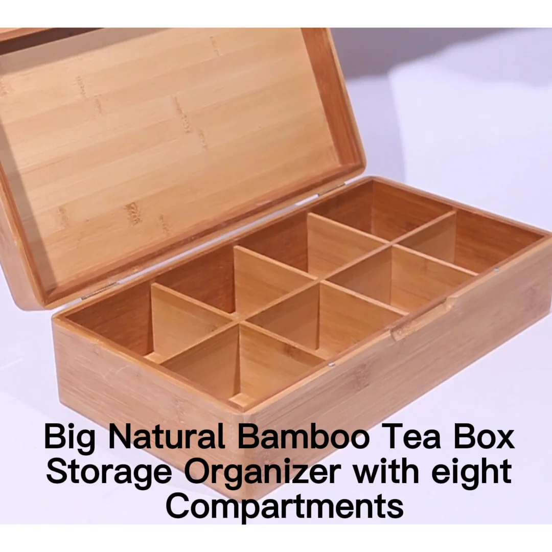 Natural Bamboo Tea Box With 8 Compartment Tea Chest Organizer Buy
