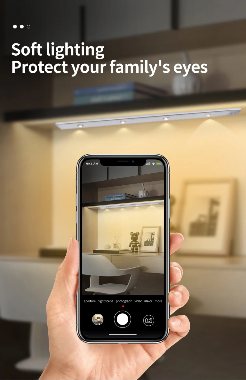 猫眼无线橱柜下照明运动传感器室内壁橱灯下厨房衣柜