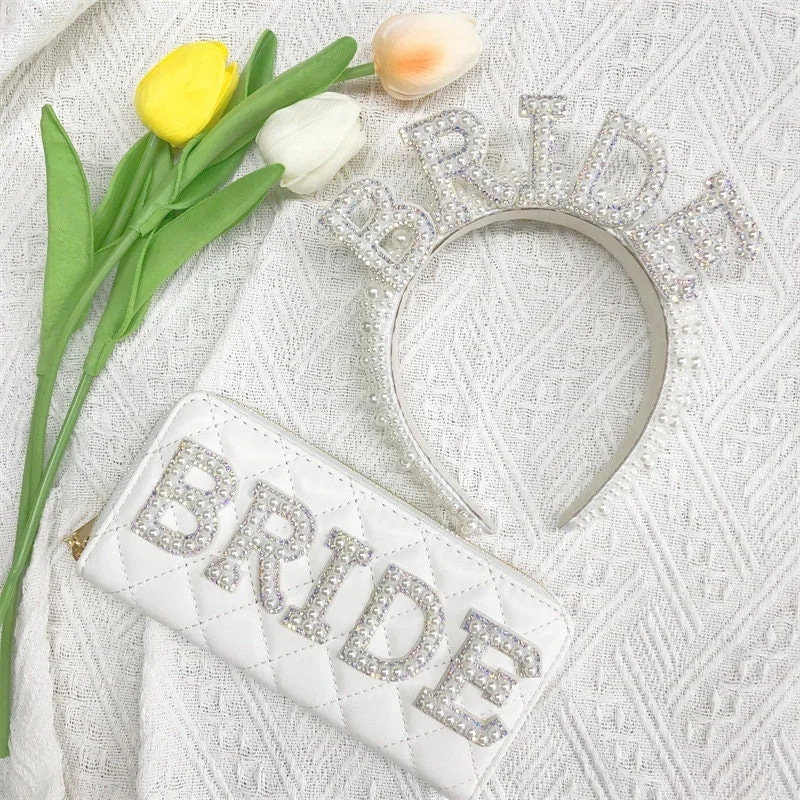 Оголовье невесты с жемчугом на заказ повязка голову для девичника головной