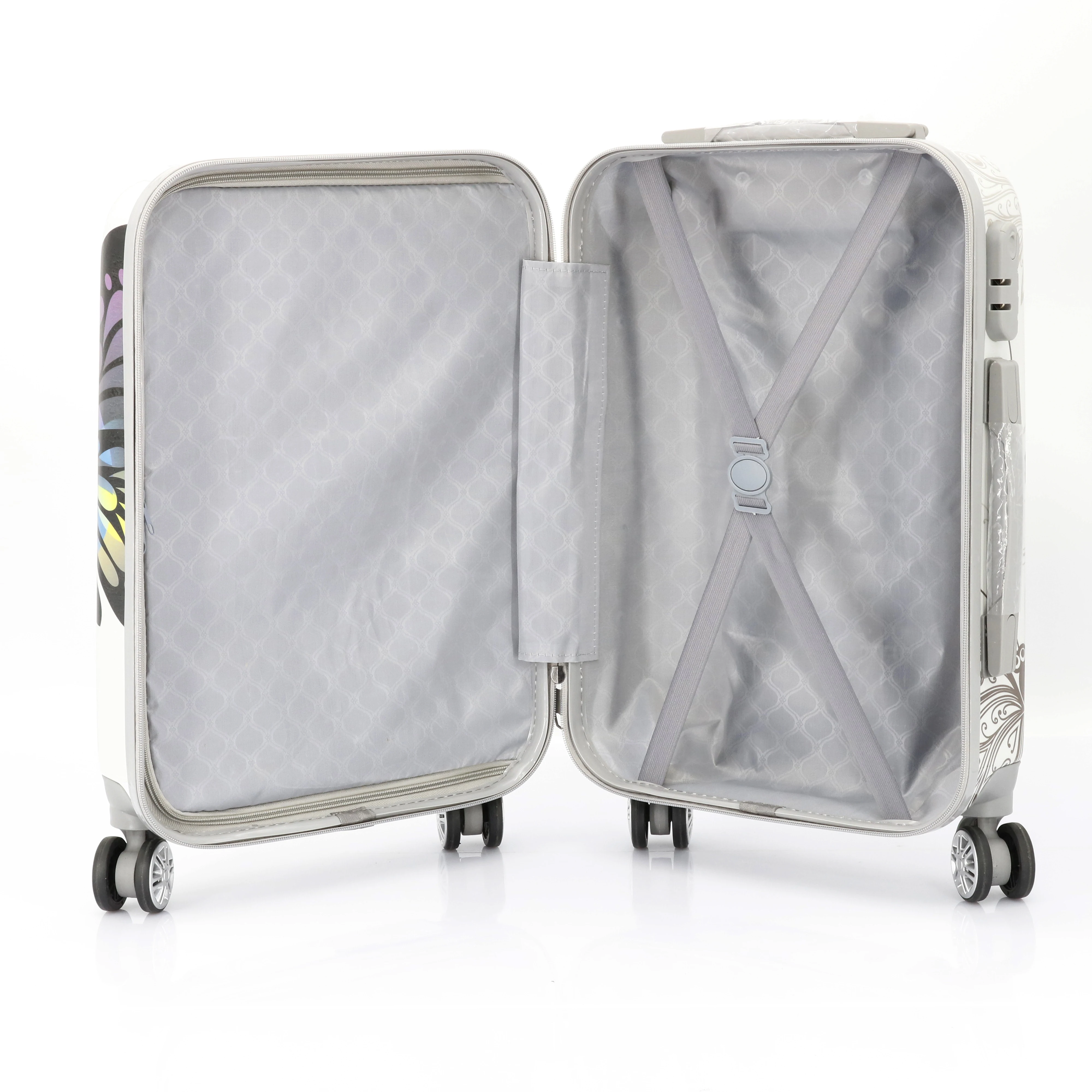 Wholesale Printed Butterfly Trolley Dark Grey 12/14/16/20/24/28  Inch ABS+PC Custom Luggage for Girls