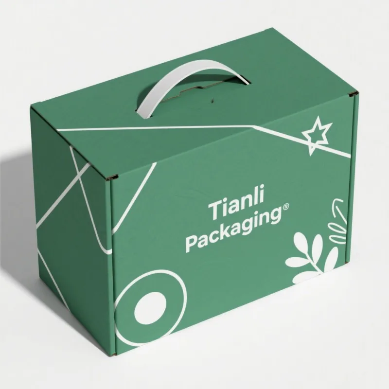 Shipping Gift Box with Handle Durable Corrugated Box Wholesale Custom Foldable Handbag Cardboard Packaging