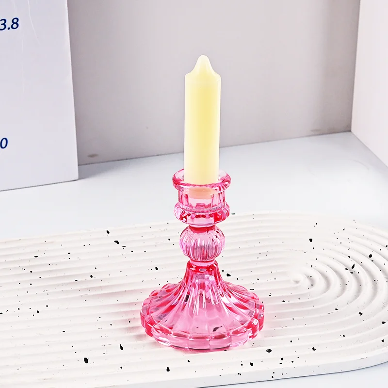 product 2025 newest glass candle holder for candlestick wedding home decoration table suitable for both sides candle holders-13