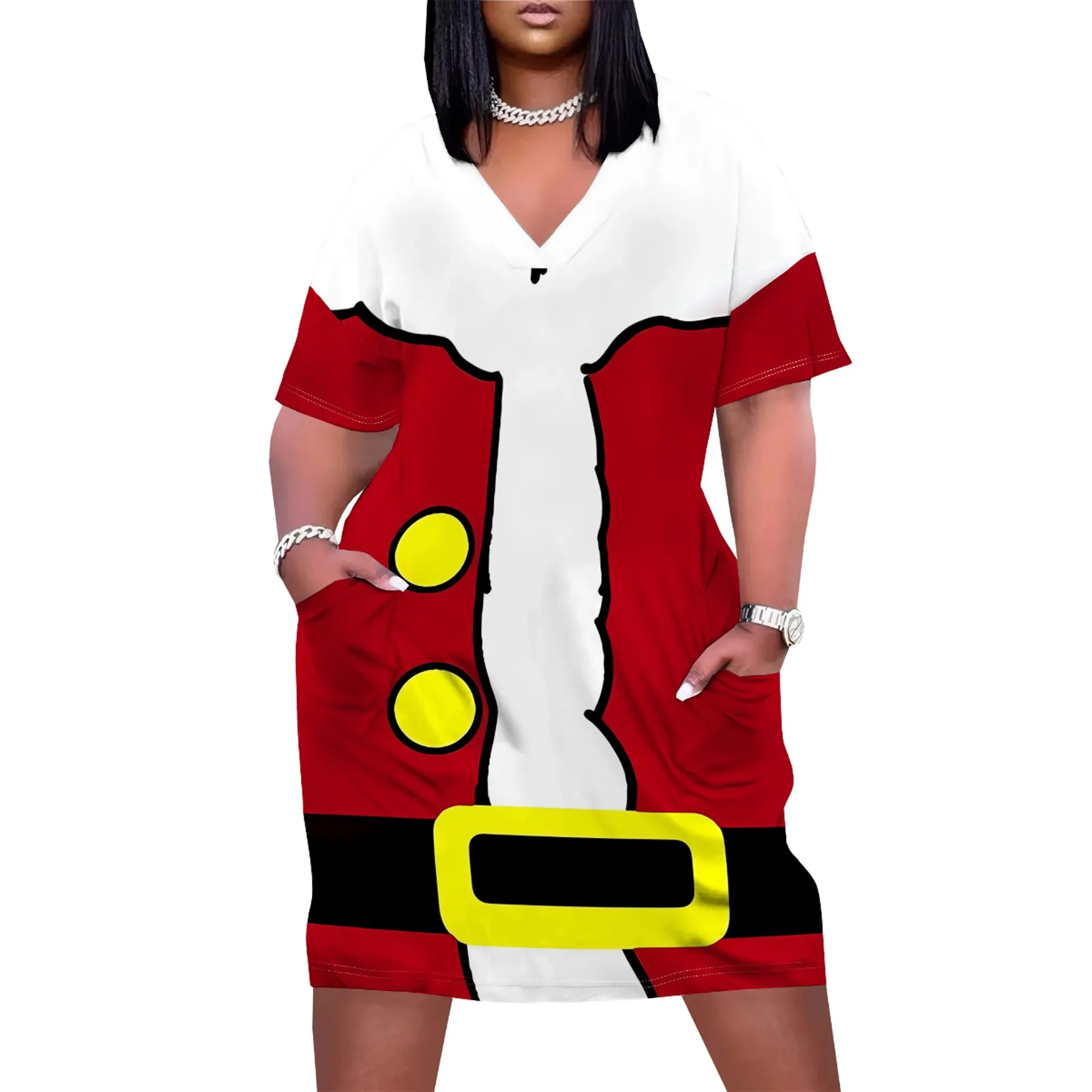 Customizable V-Neck Comfortable and Stylish Costume Dress for Women