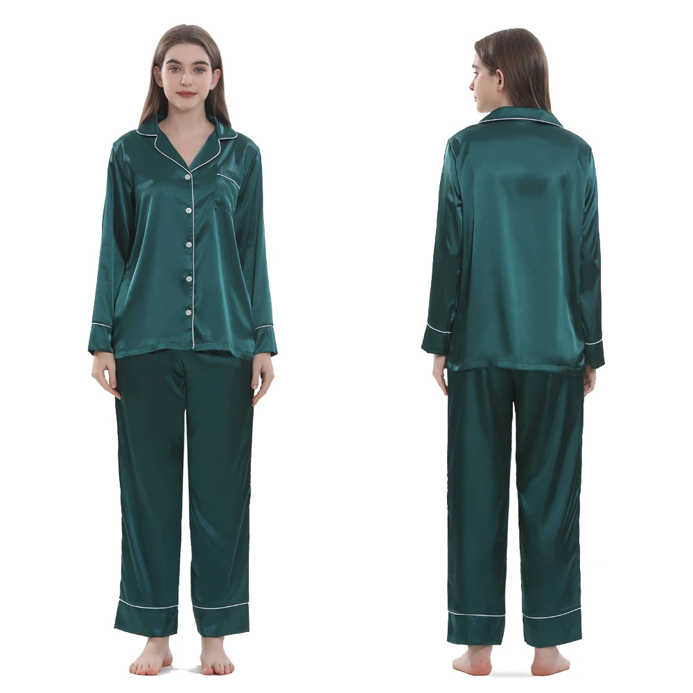 Wholesale Luxury Silk Full Length Pajama Pants Women Satin Pajamas Set