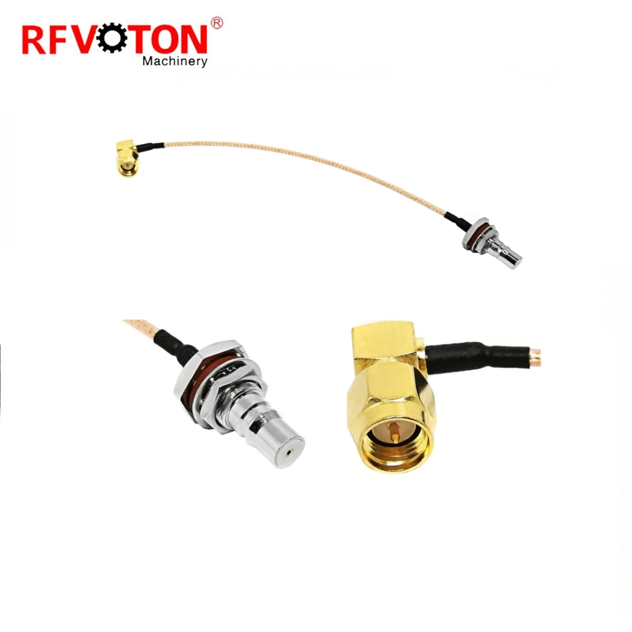 Factory QMA Female Jack Bulkhead to Sma Male Plug 90 Degree Right Angle RA Rf  Rg316 Jumper Rf Cable Assembly Pigtail 15cm