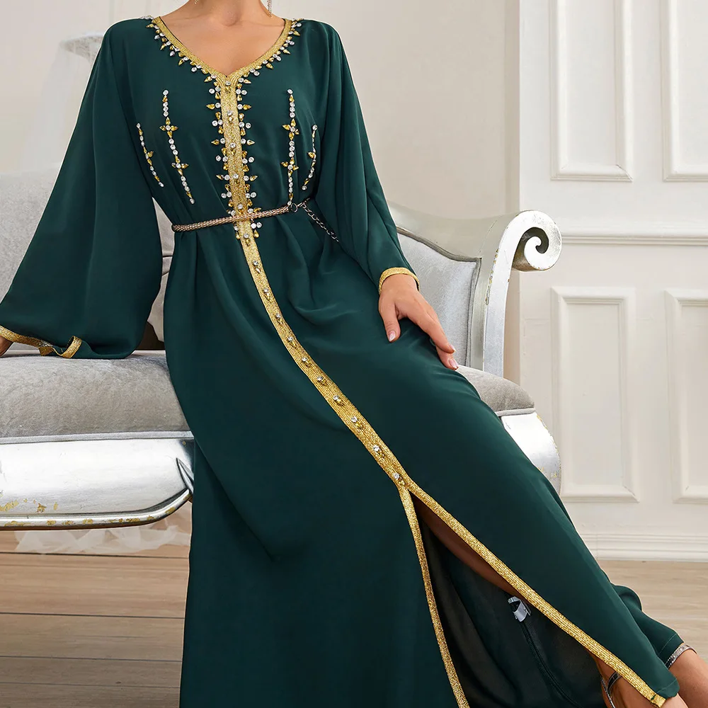 white christmas dresses Eid Dress Arab Middle East Women Bronzing Kaftan Caftan Dress – Urgarment