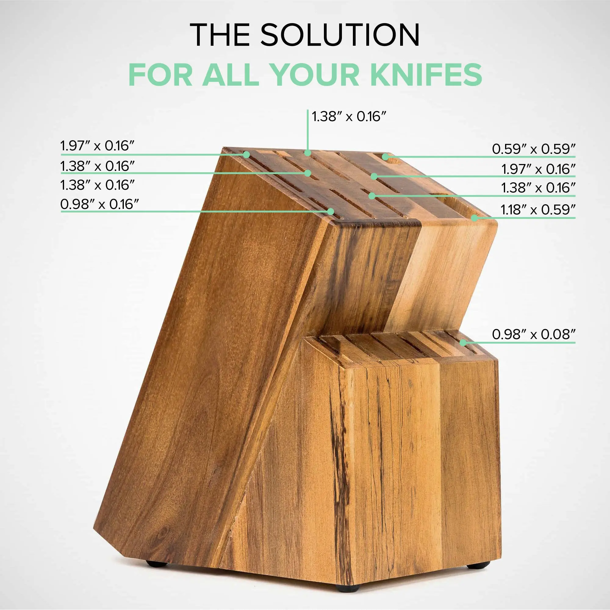 product premium acacia wood knife block detachable multi slot non slip knife holder for kitchen countertop cutlery storage-9