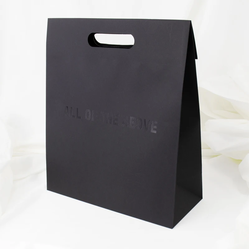 Luxury Die-cut Handle Black Clothing Shopping Packaging Paper Bag ...