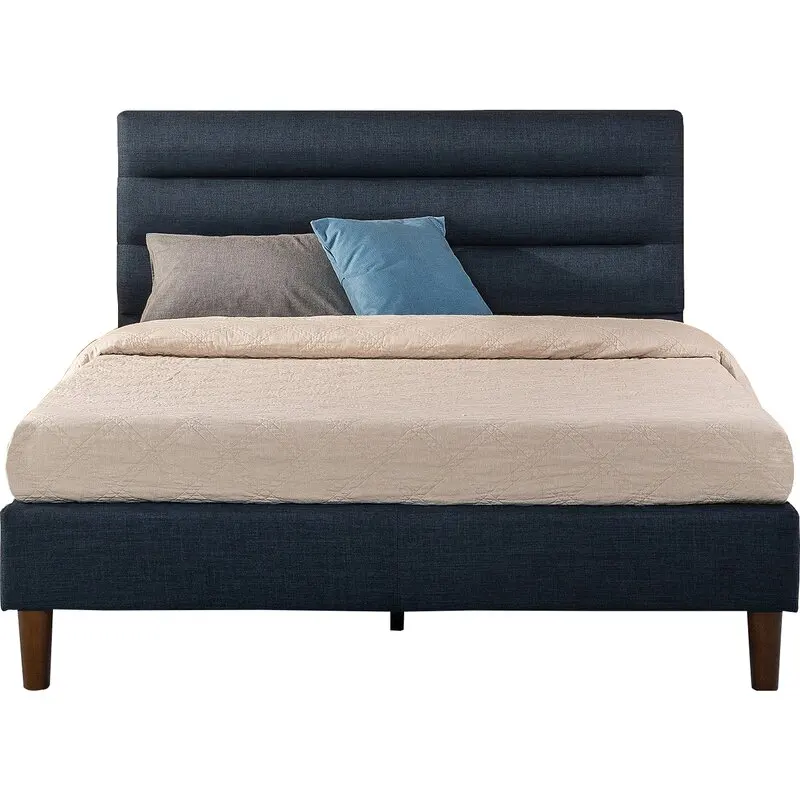 Modern Luxury Navy Blue Bedroom Furniture Fabric Upholstered Queen Bed Frame Buy Queen Bed Frame Fabric Upholstered Bed Bed Frame Upholstered Product On Alibaba Com