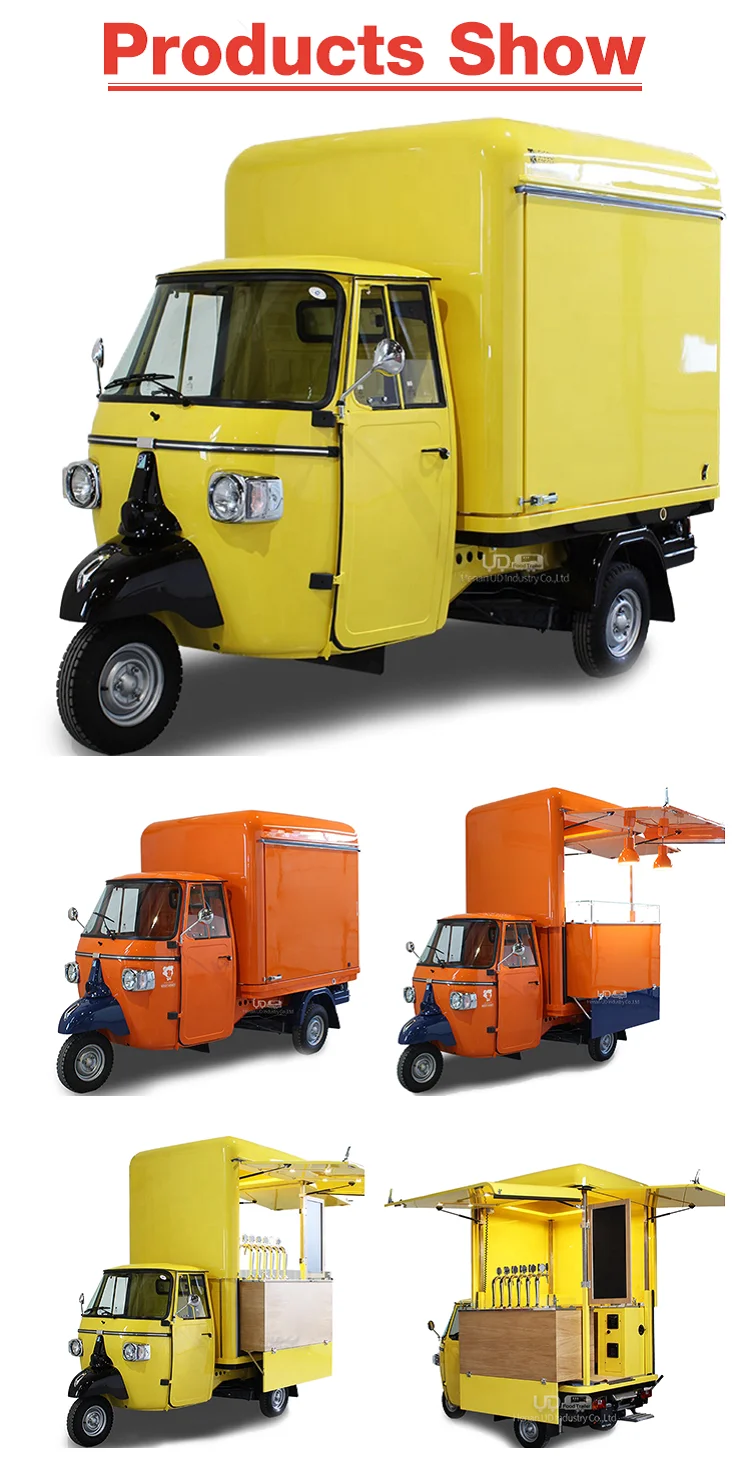 Mini Electric Piaggio Truck Street Selling Pizza Snacks Ice Cream Kiosk Mobile Food Carts
