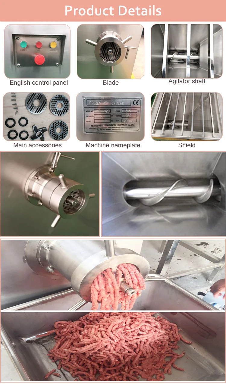 Industrial Use 500kg/h Meat Processing Machinery Big Block Fresh Mince