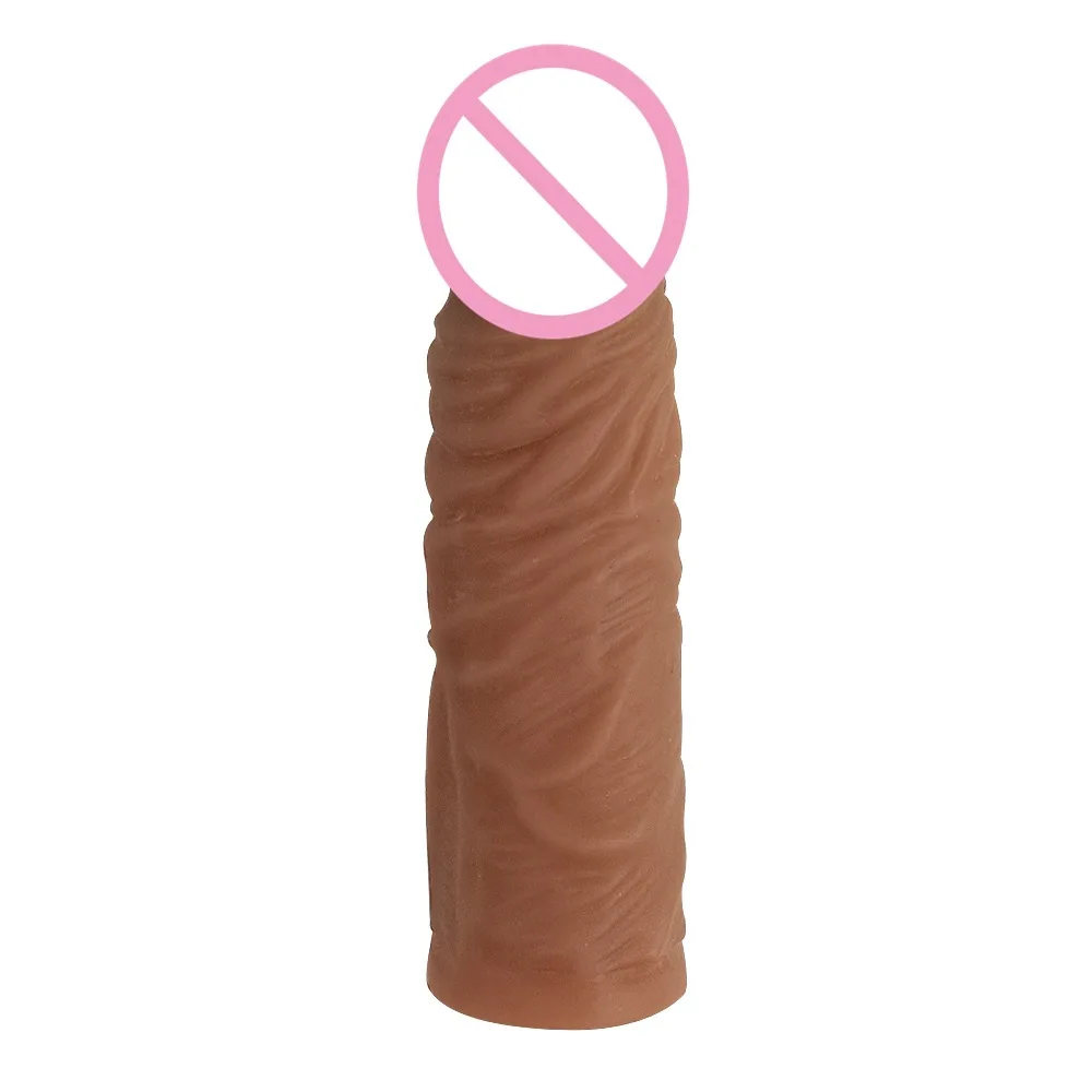 Male Extend Sleeve Penis Enlarged and Lengthened Wolf Teeth Long-lasting Lock Semen Reusable Simulation Dildo Adult Sex Toys
