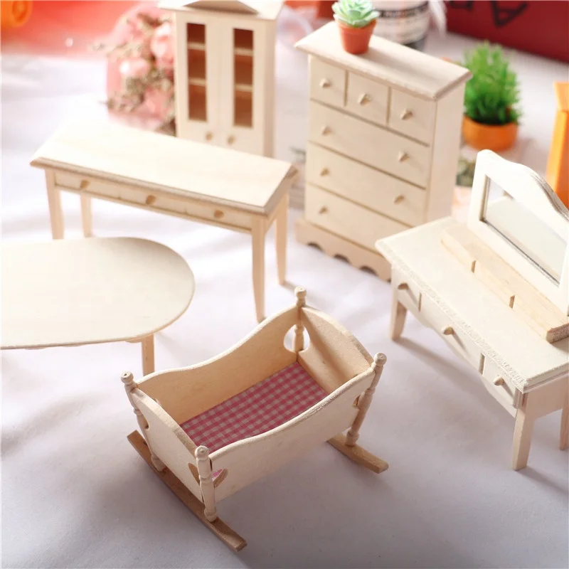 Details about   Traditional Unpainted Wooden Furniture Miniature for 1/12 Dolls House DIY Decor